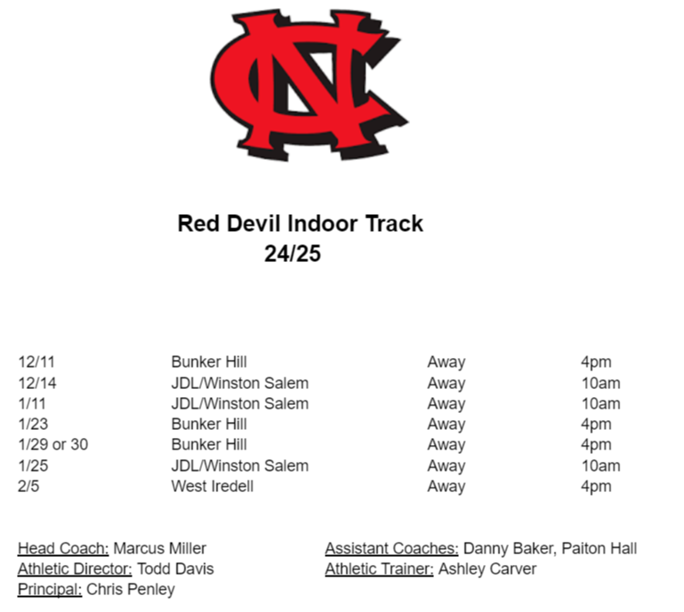 indoor Track schedule