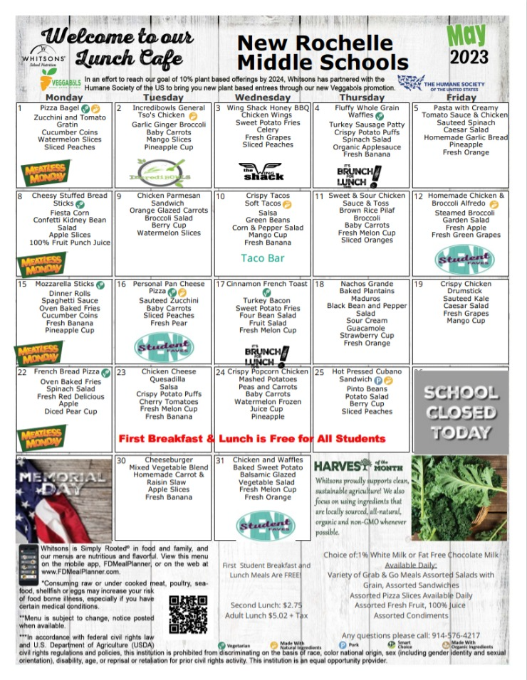 Menu at a Glance Albert Leonard Middle School