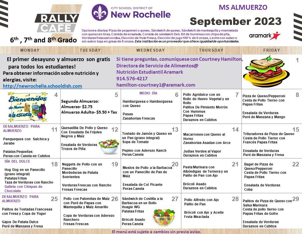 Menu at a Glance Albert Leonard Middle School