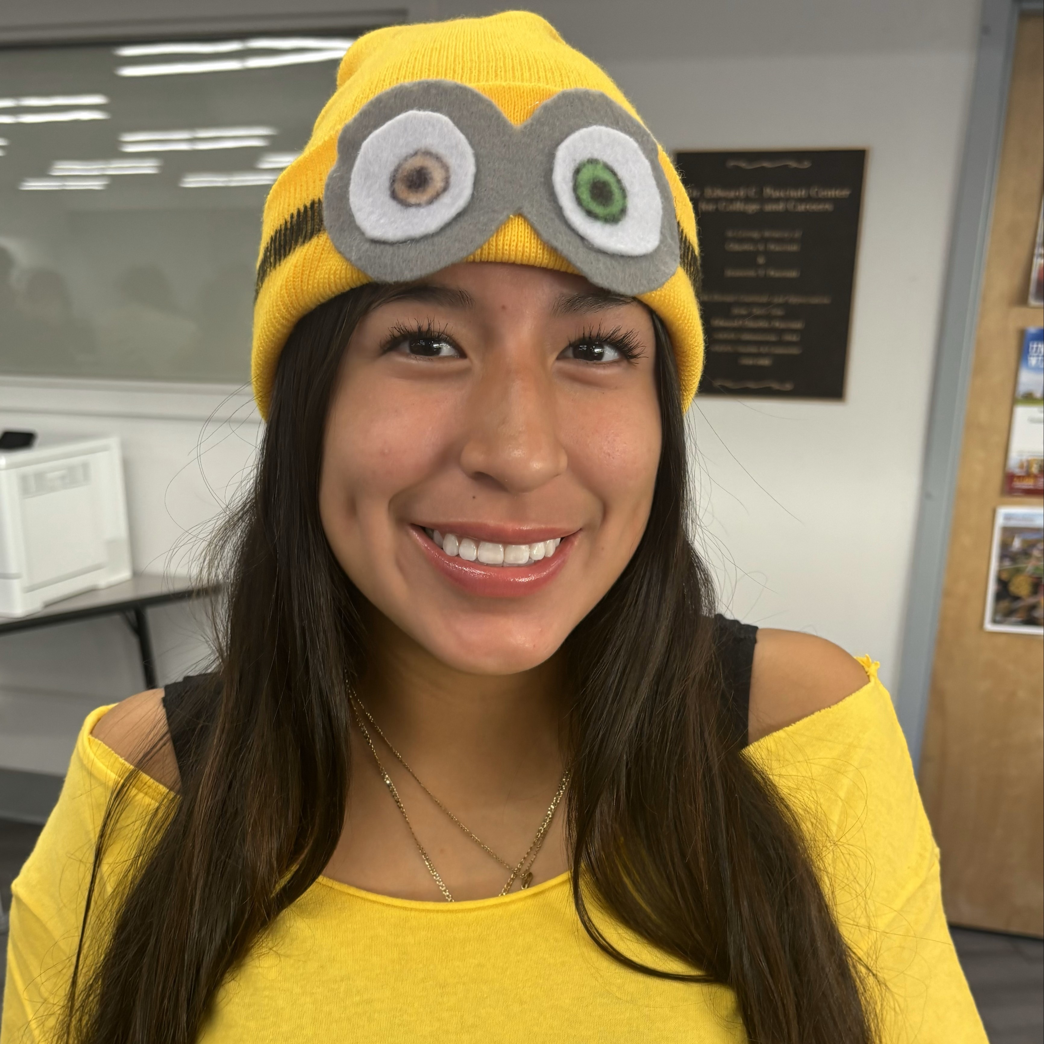 Student dressed in Minion Halloween Costume