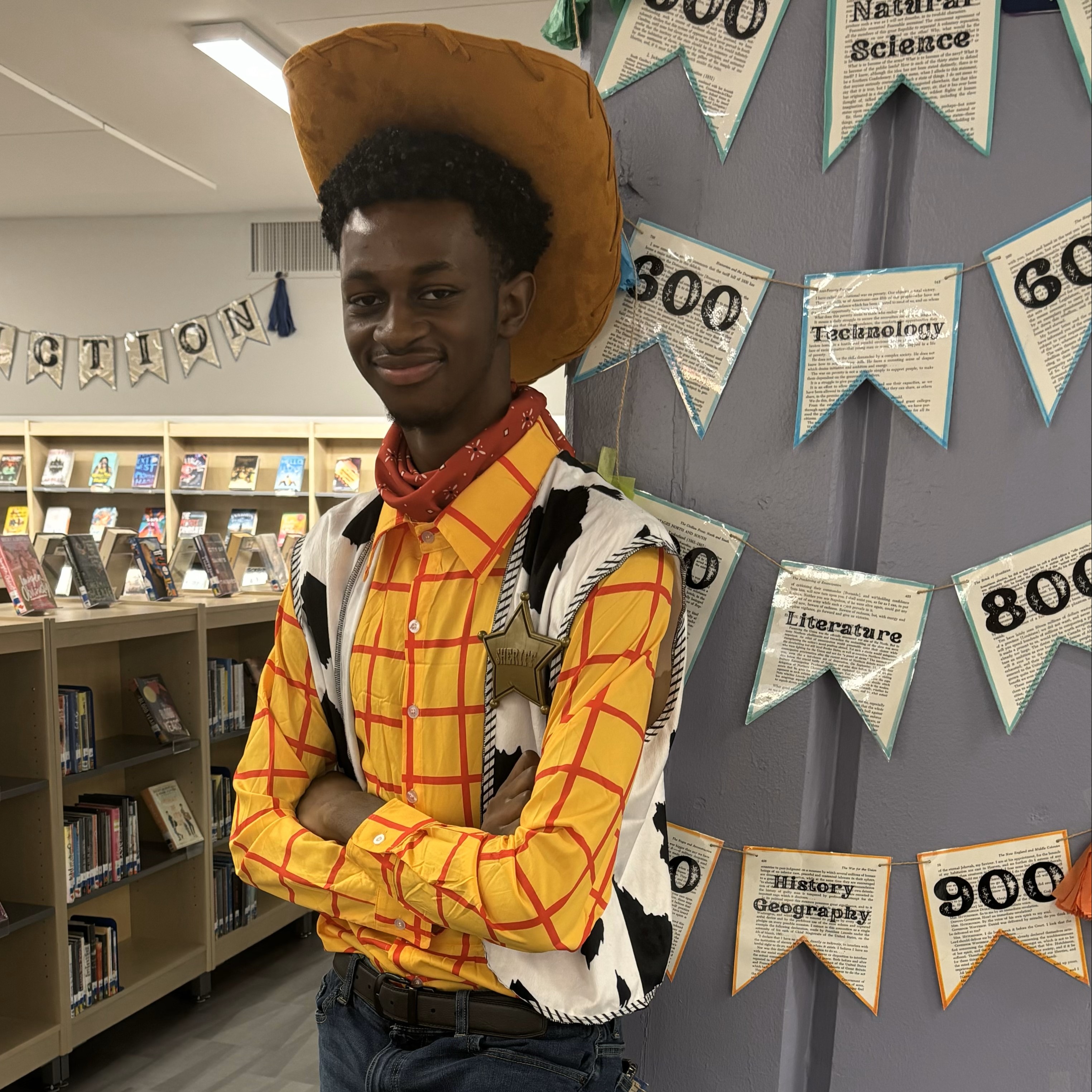 Student dressed in Toy Story Halloween Costume