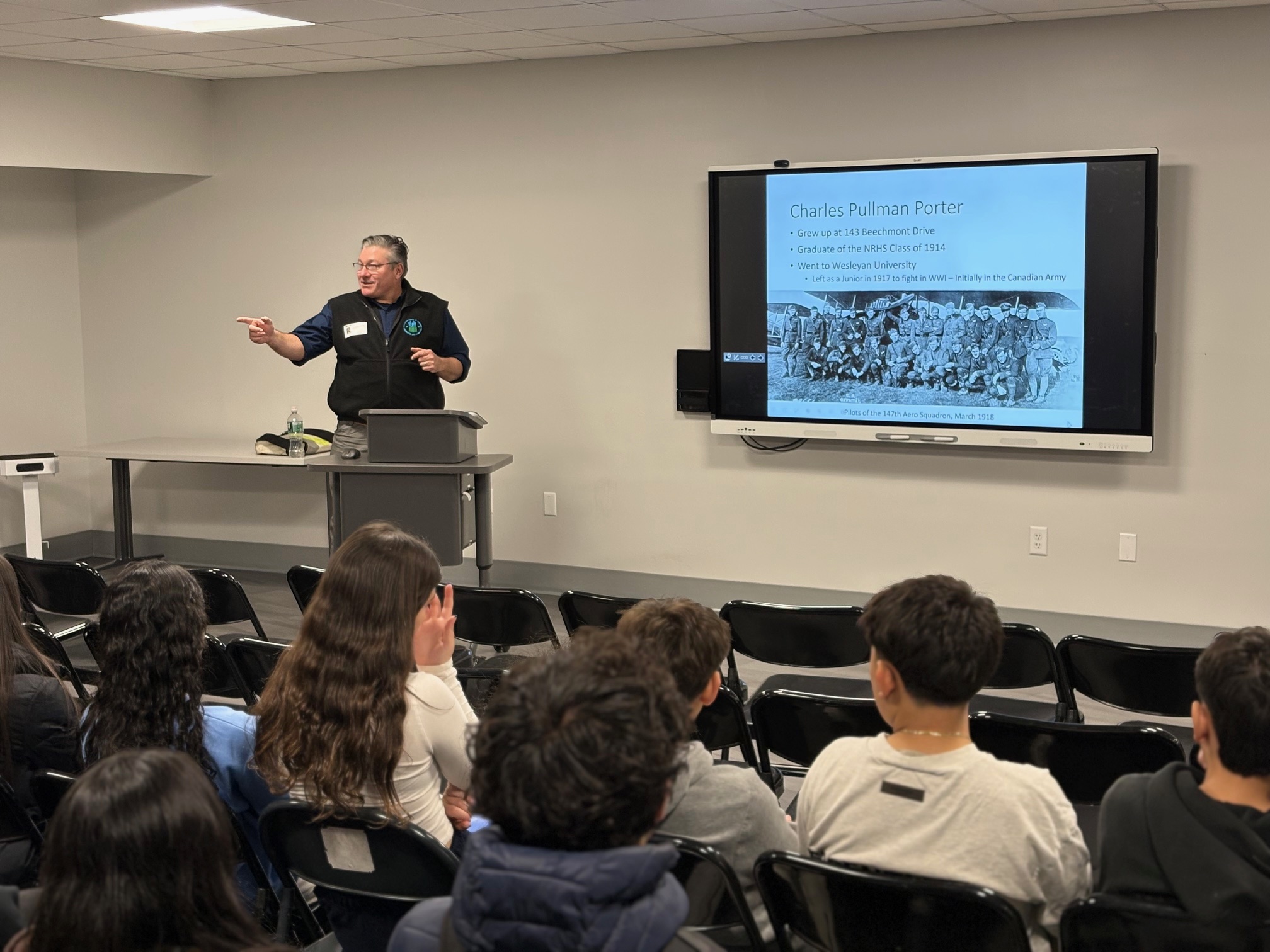 Lt. Commander Brett Morash - USNAVY - speaks to New Rochelle Students about New Rochelle WWI Veteran Charles Pullman Porter