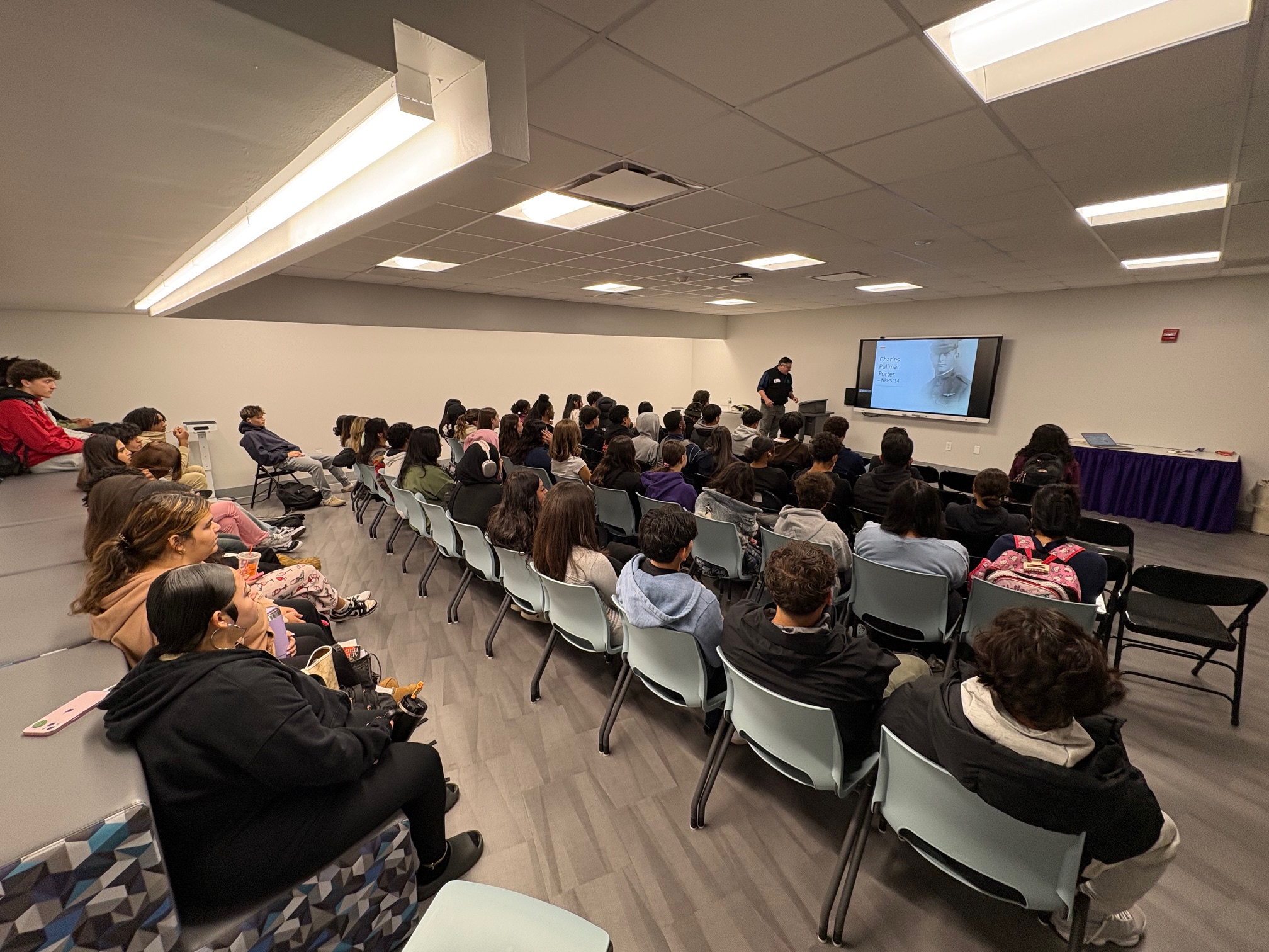 Lt. Commander Brett Morash - USNAVY - speaks to New Rochelle Students about New Rochelle WWI Veteran Charles Pullman Porter