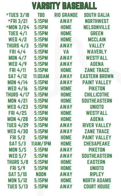 Baseball Schedule