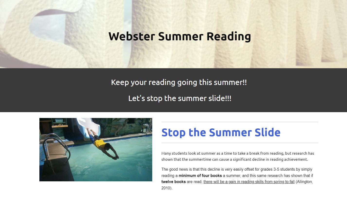 Webster Summer Reading