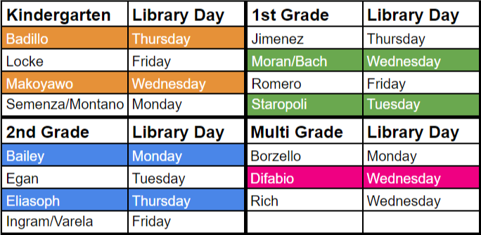 Library Schedule 23-24