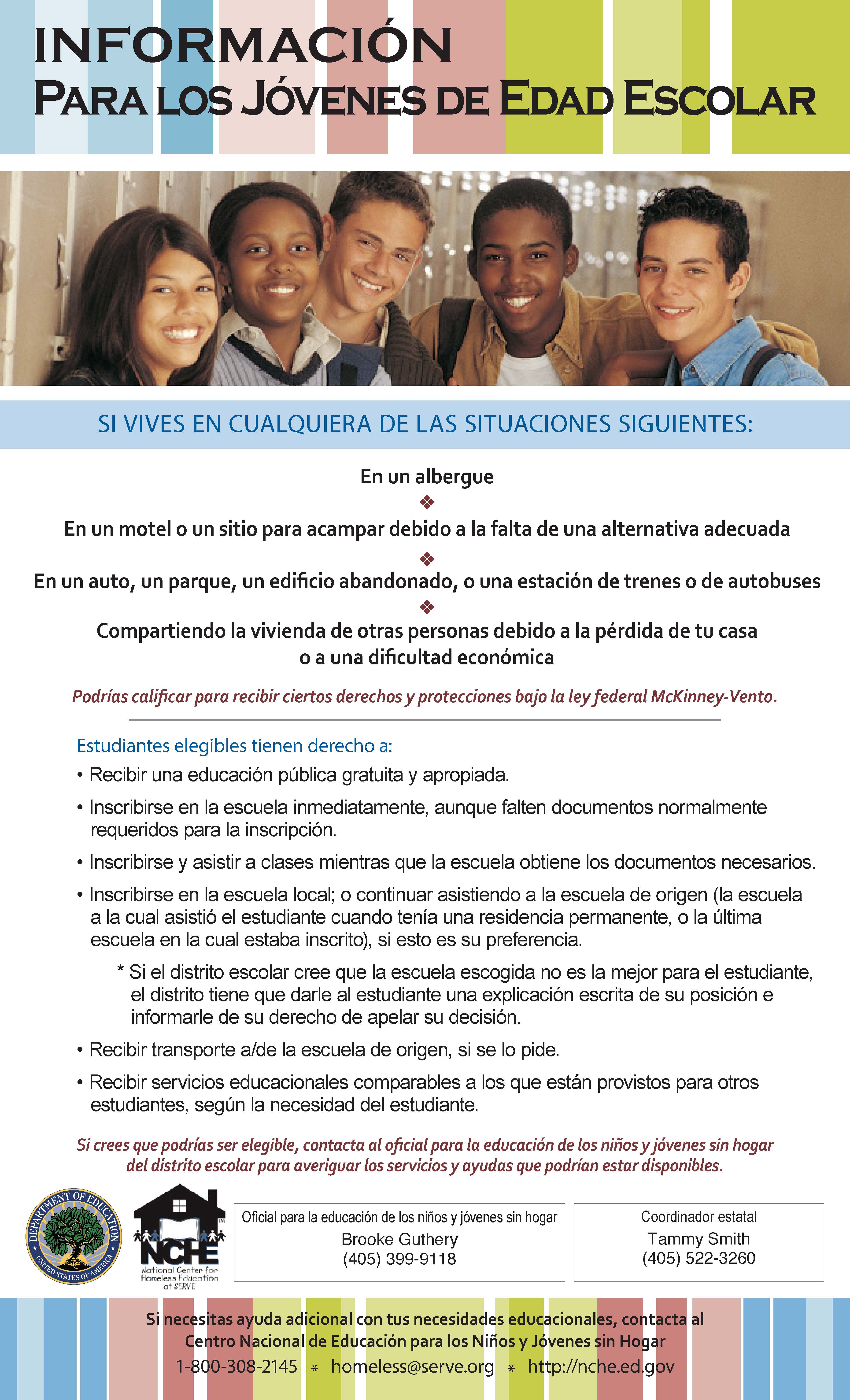 Homeless info for parents Spanish