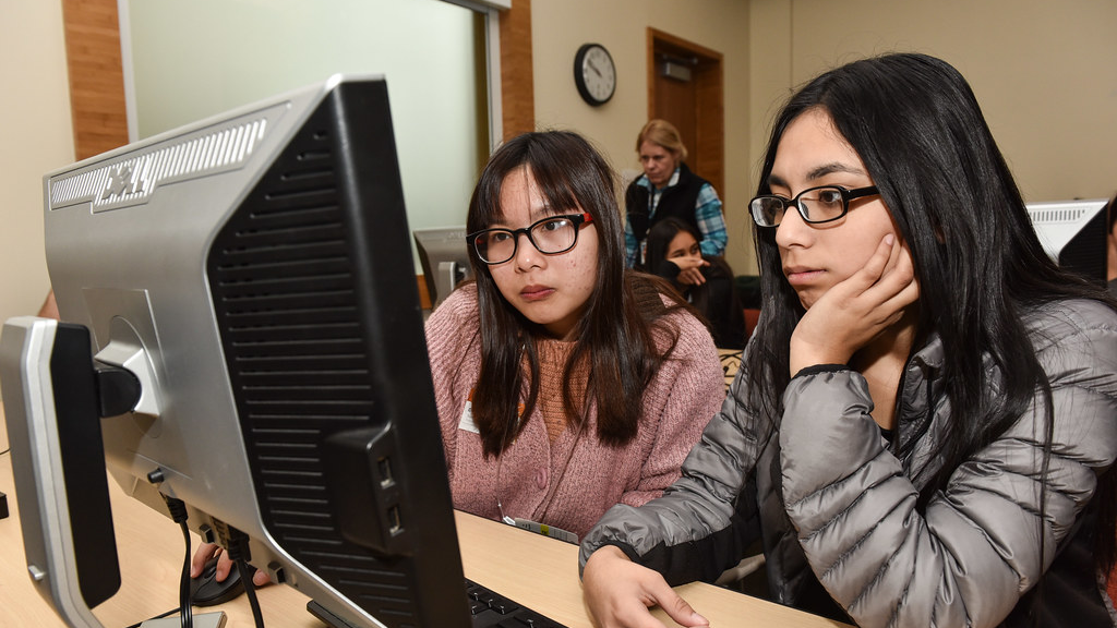 two students sitting at computers