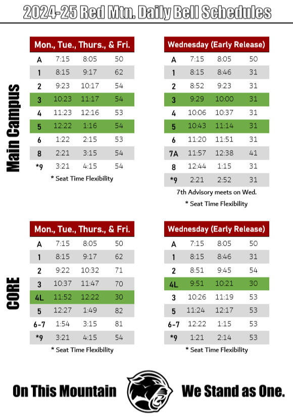 Red Mtn.  Daily Bell Schedule 24-25