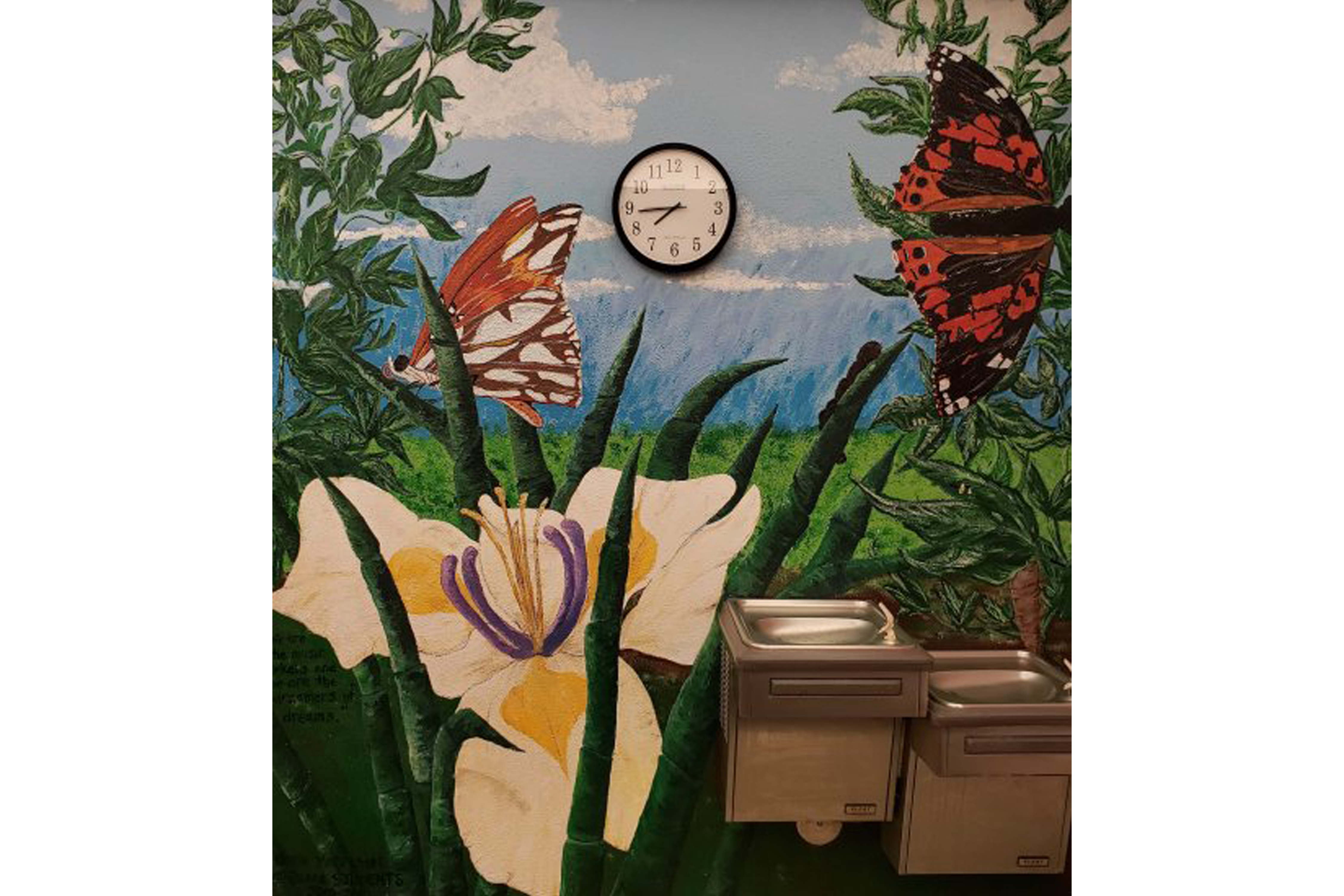 Flower and butterfly mural