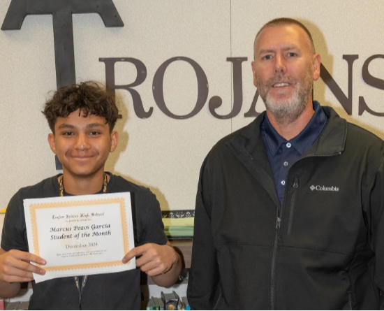 Marcus Pozos Garcia with Principal Jeremy Arnett