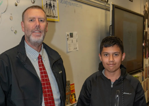 Miguel Castro Peralta with Principal Arnett