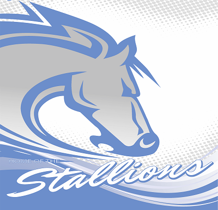 Stallion head with the words "home of the Stallions" written below