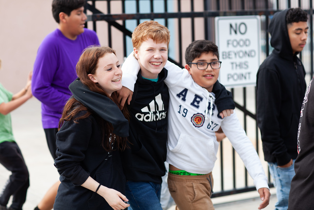 Students laughing outside