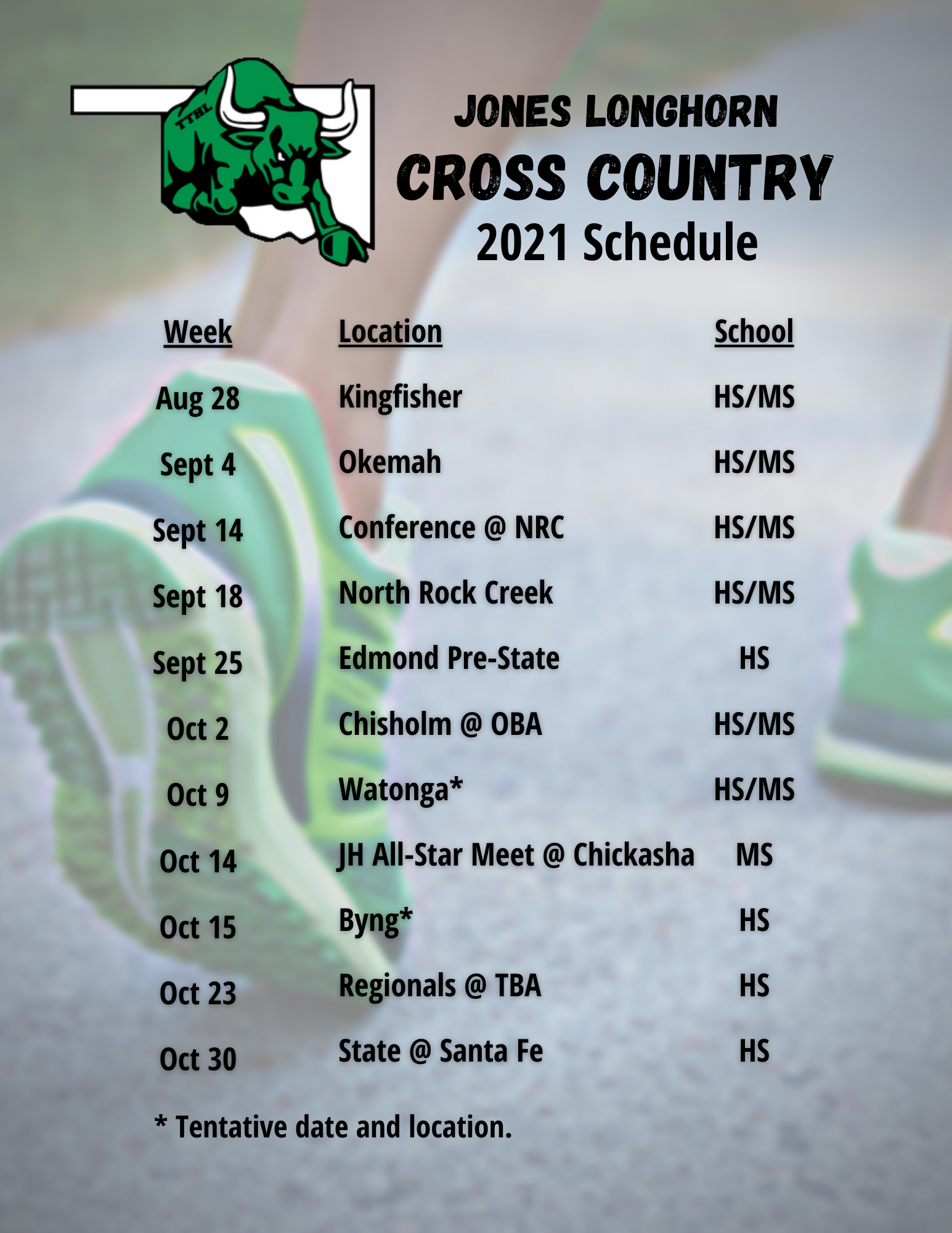 2021 Cross Country Schedule