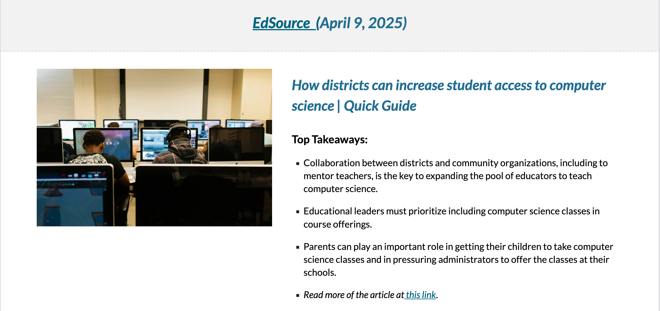 link to Edsource News Article