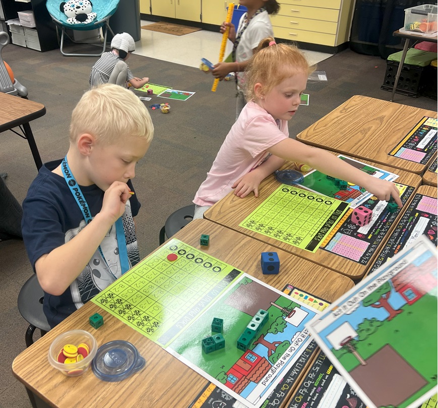 Two first grade students working on an activity