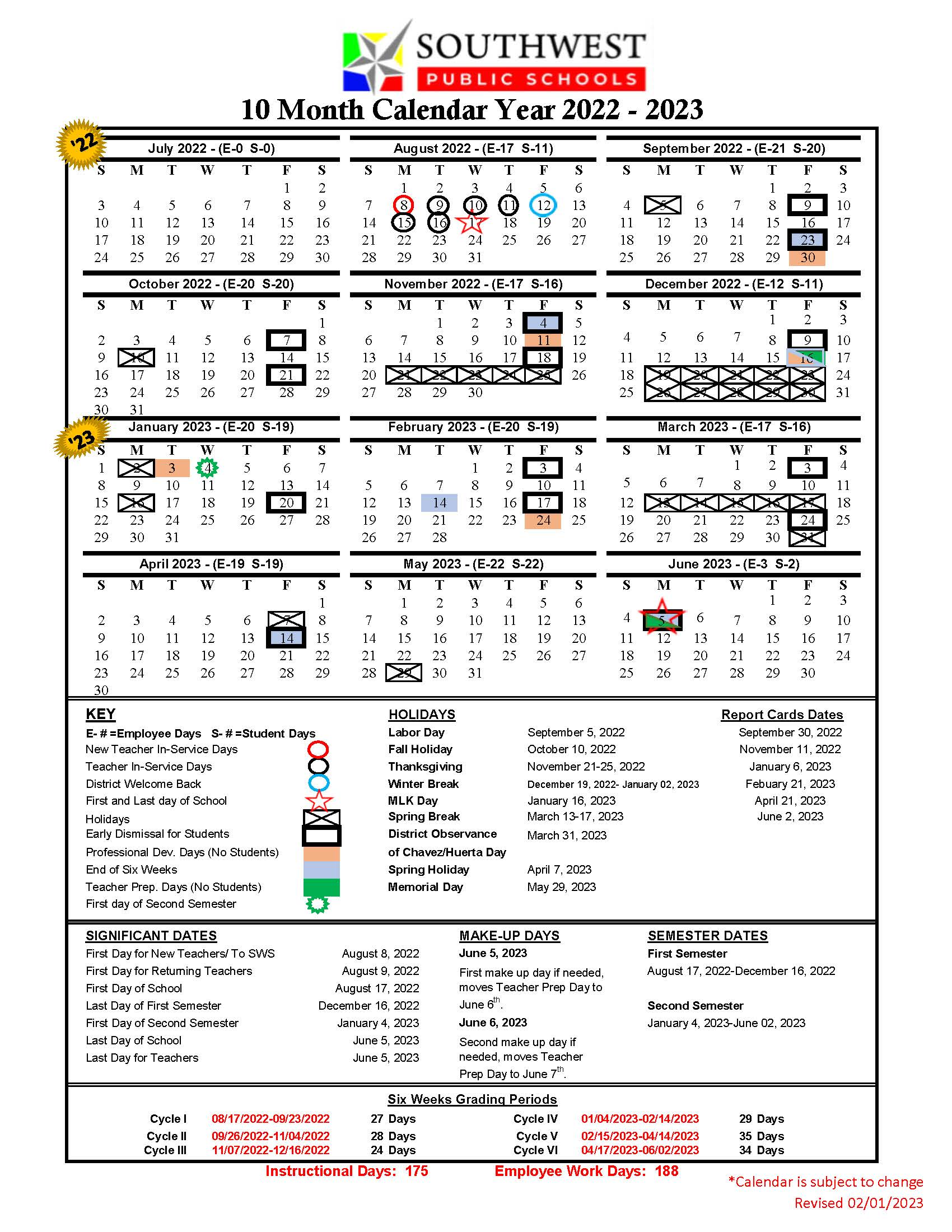 Calendar | Southwest Schools Calendar | Southwest Schools