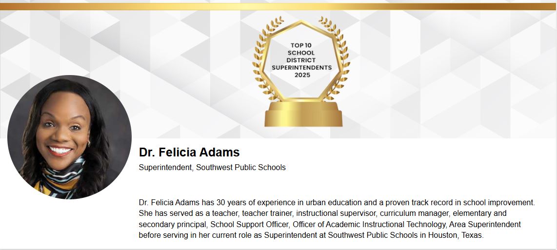 Adams Top Ten Superintendent