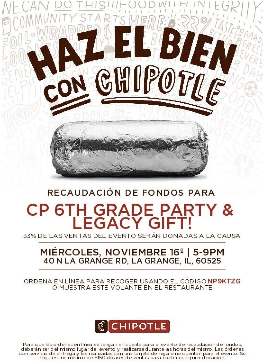 chipotle fundraiser spanish