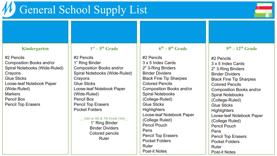 High School 20-21 School Supply Lists