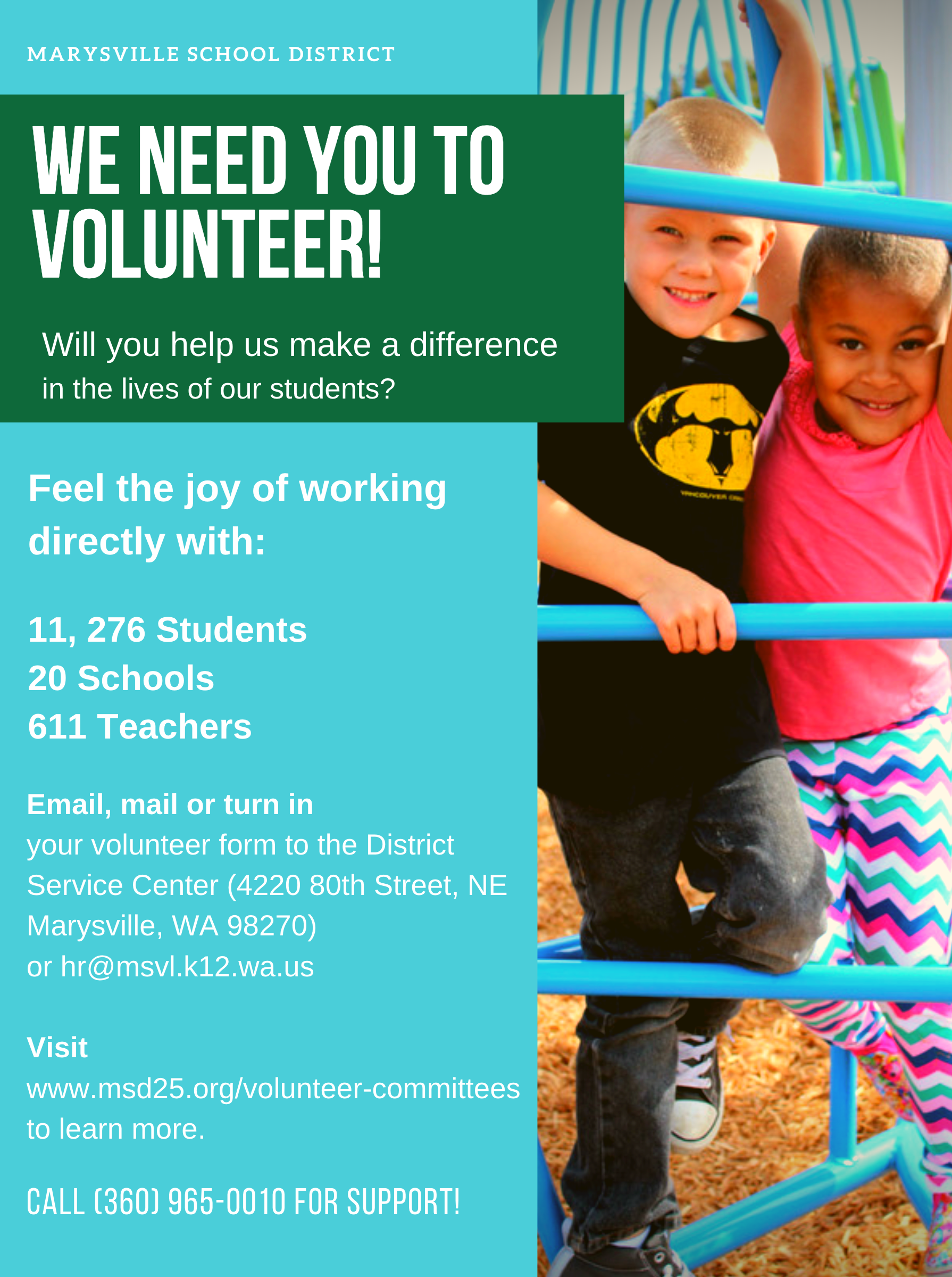 We Need you to Volunteer Flyer