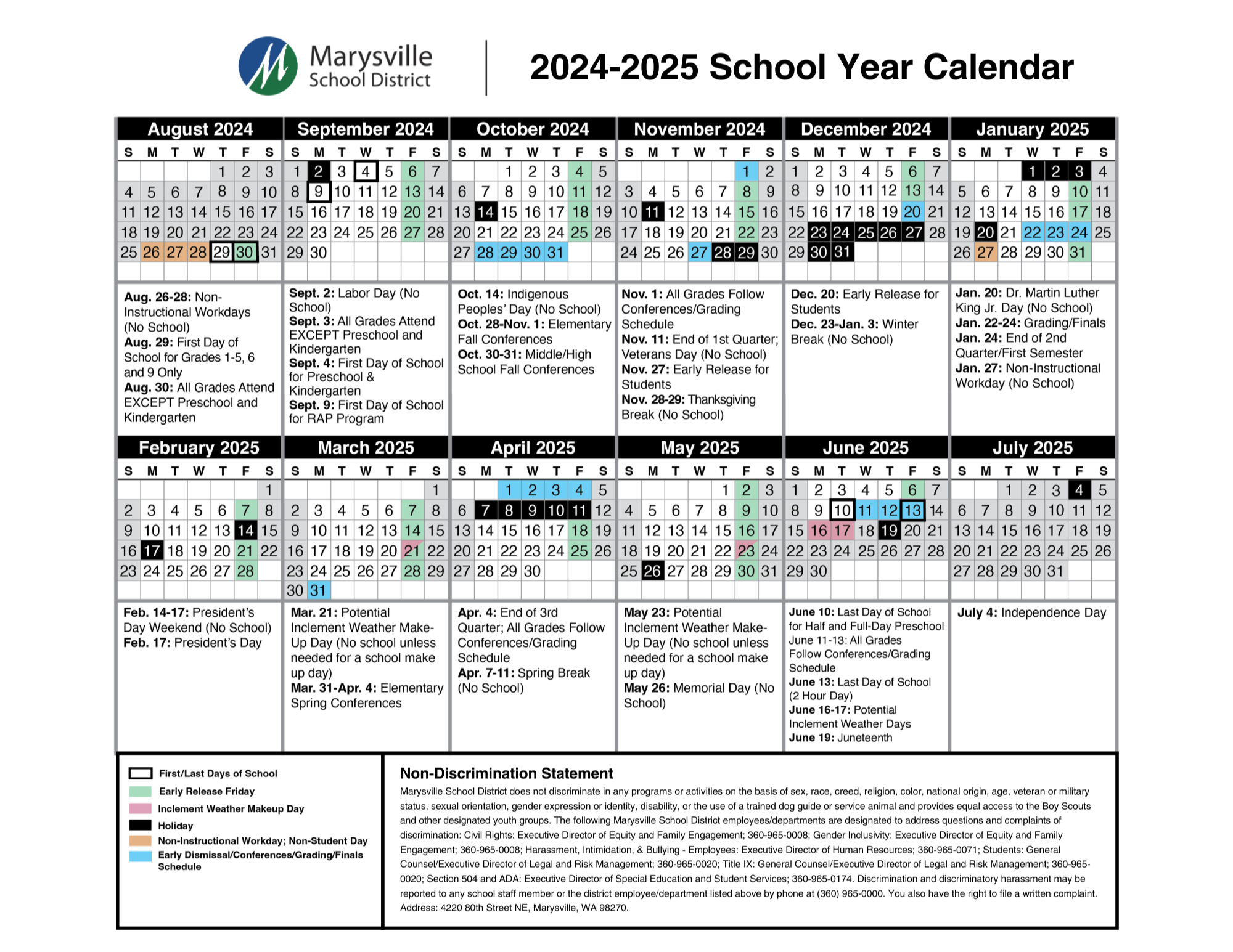 Calendars and Bell Schedule Marysville School District 25