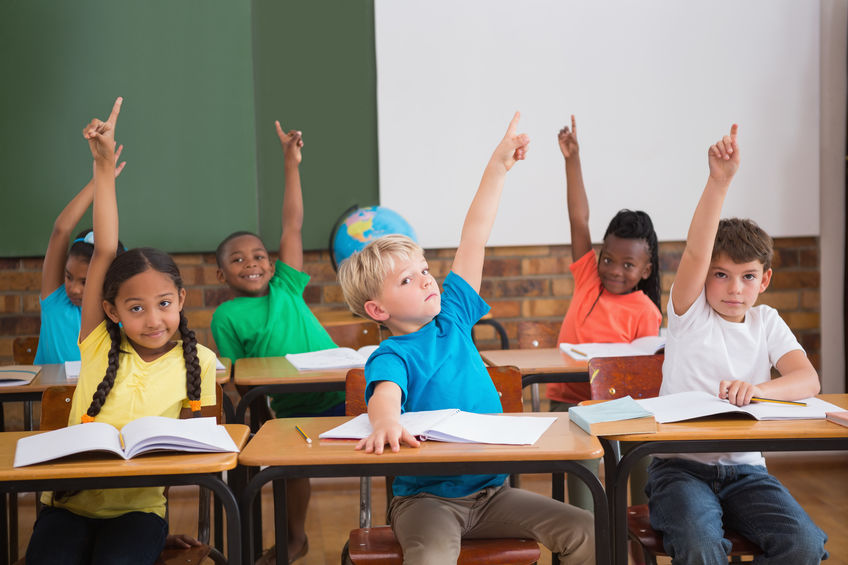 Students raising hand