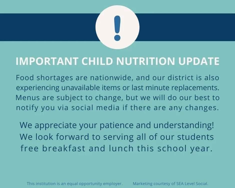 Child Nutrition Supply Chain Update