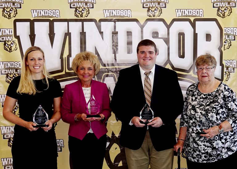 2017 Inductees Ashley (Haegele) Ali, Sandy Overberg, Chris Connor & Carol Englebach