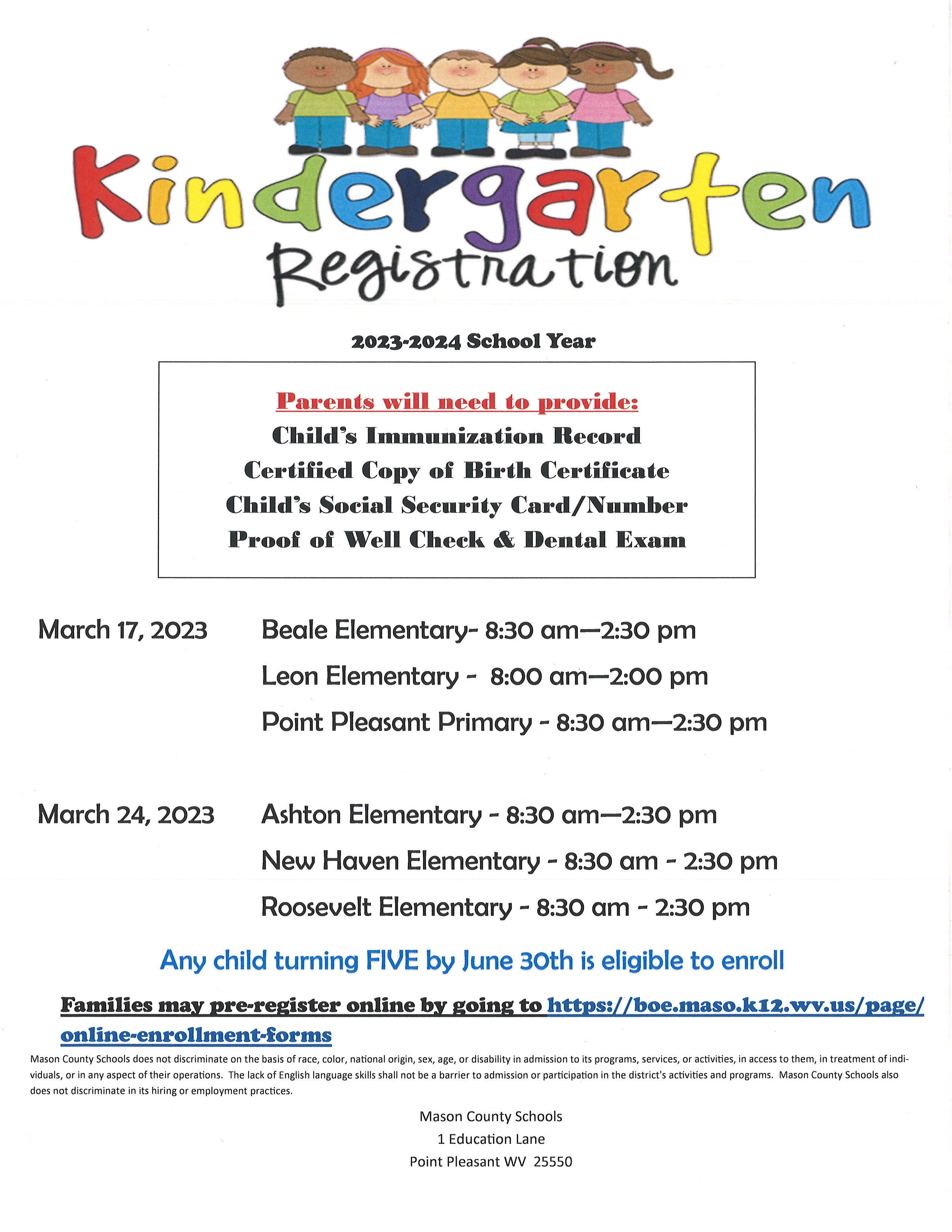 Kindergarten Registration Dates