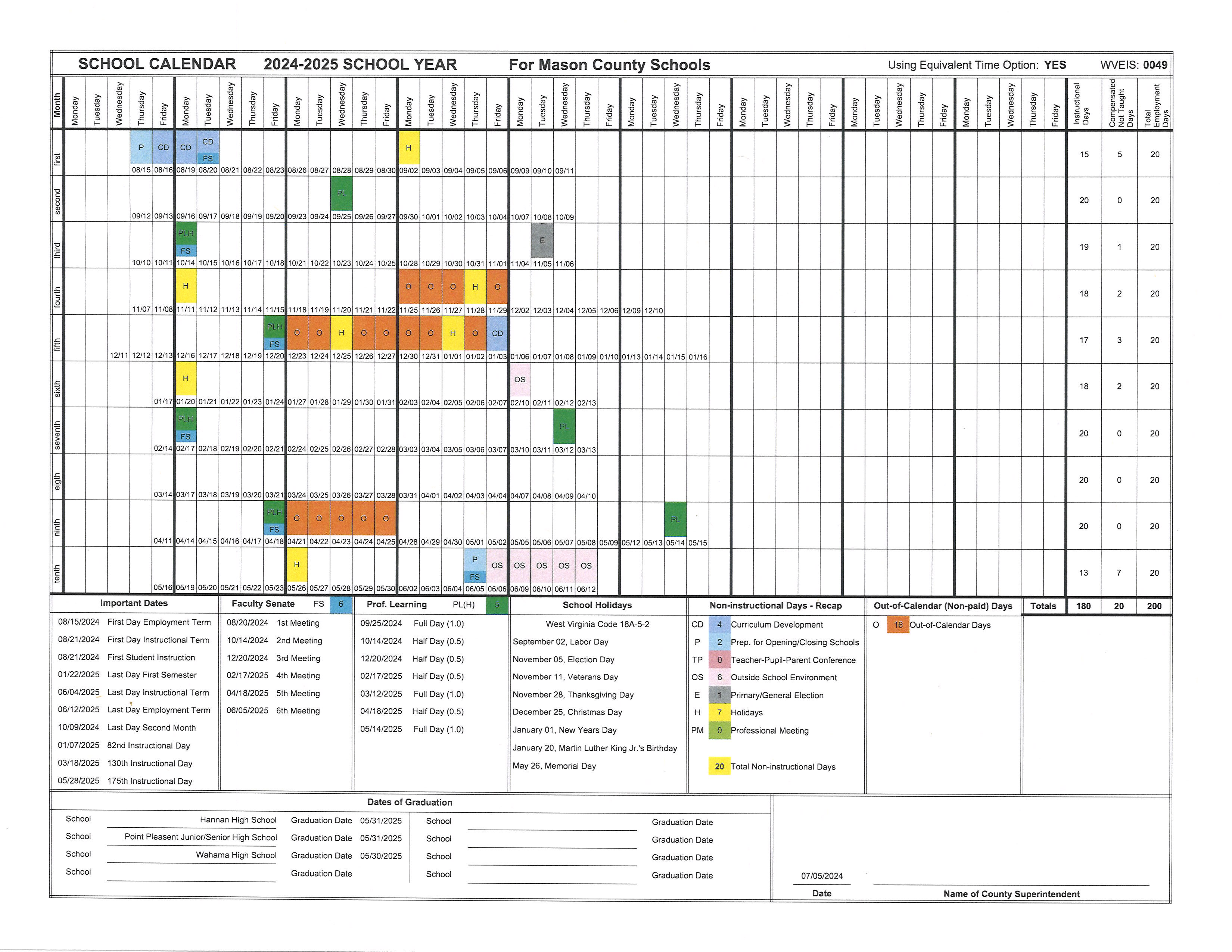 2024-2025 Calendar