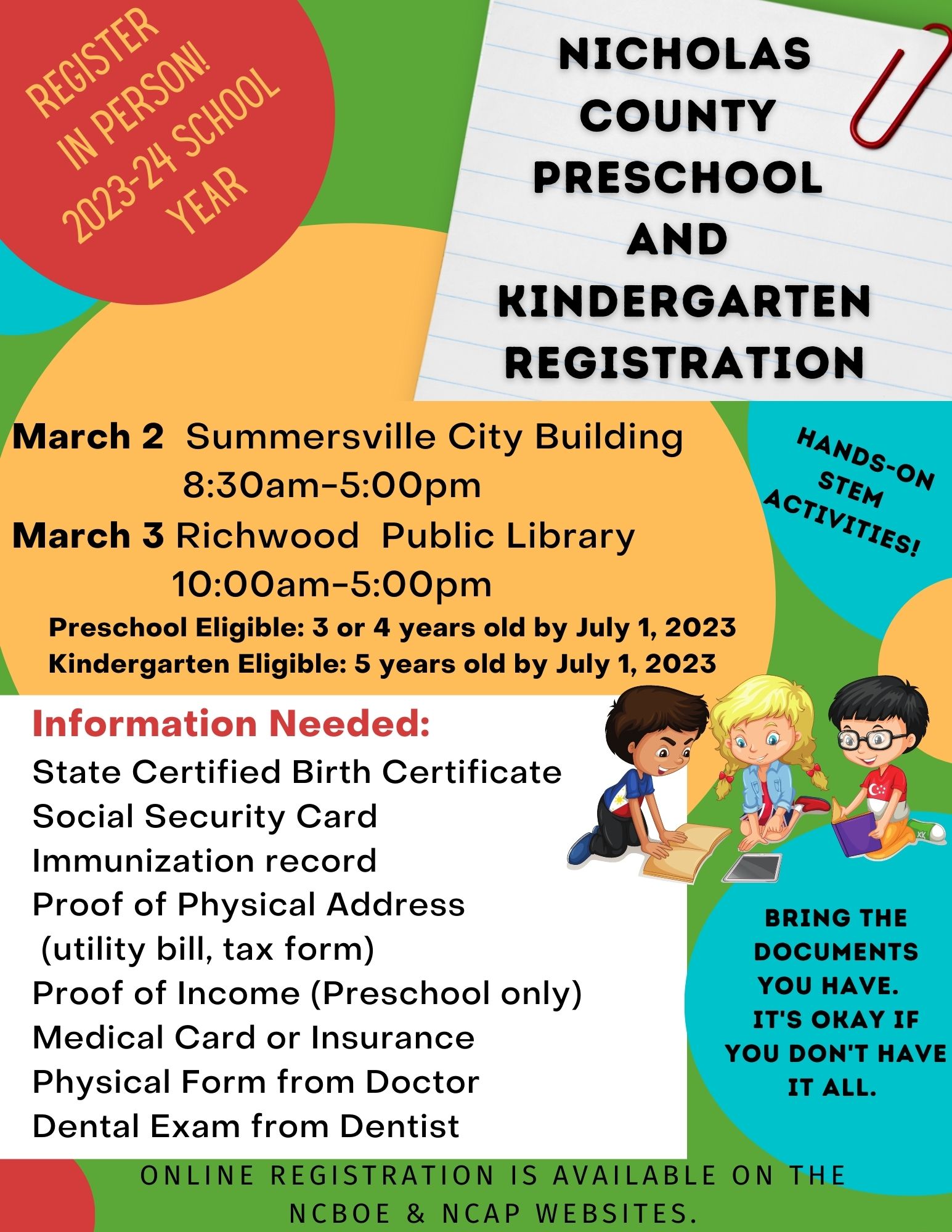 Early Childhood (PreK to First) Nicholas County Schools