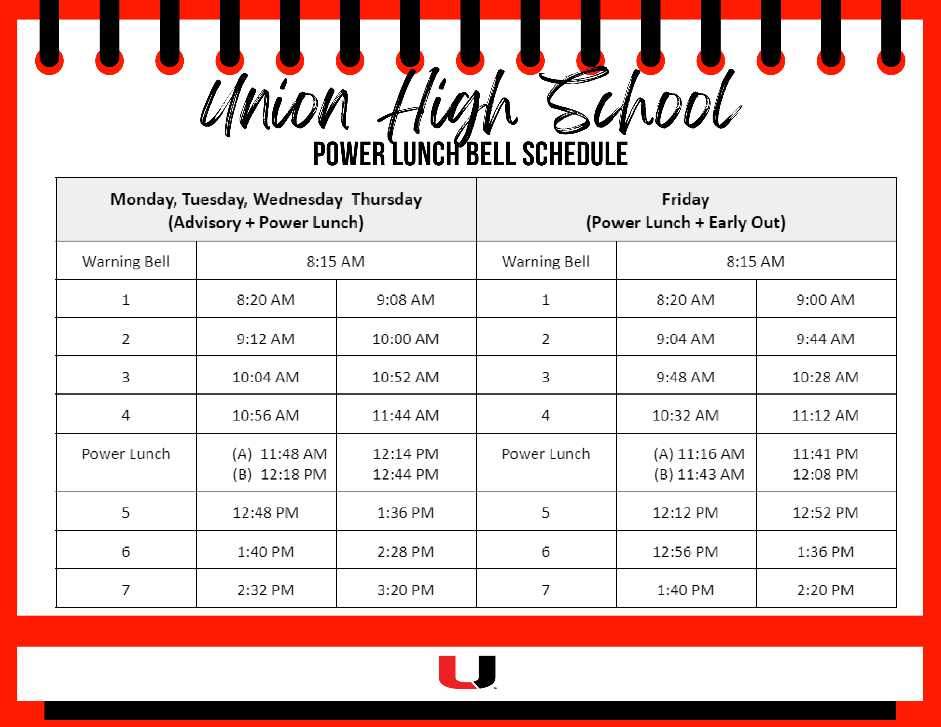 bell schedule