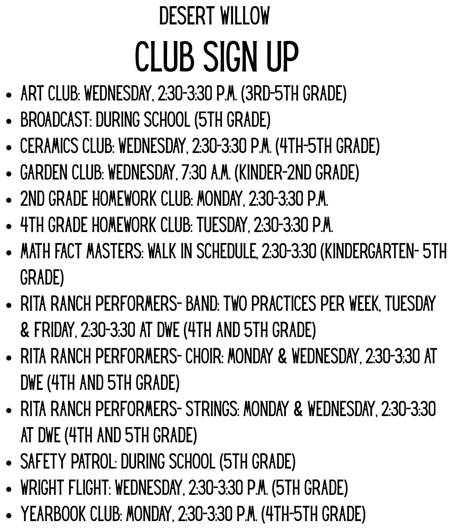 2024-2025 Clubs List