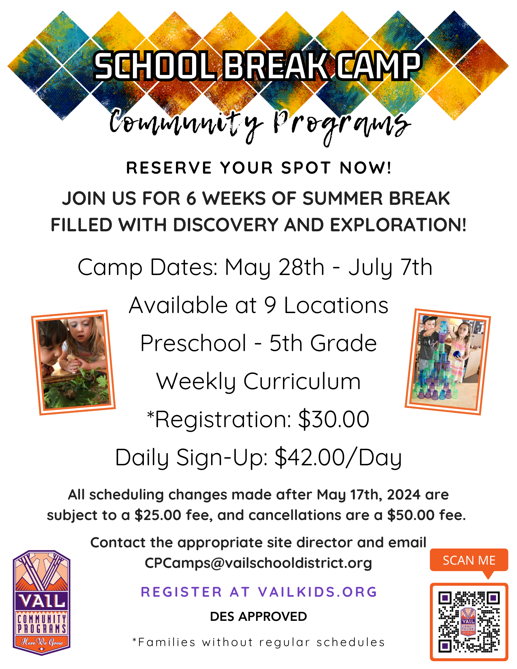 School Break Camp Flyer Page 1