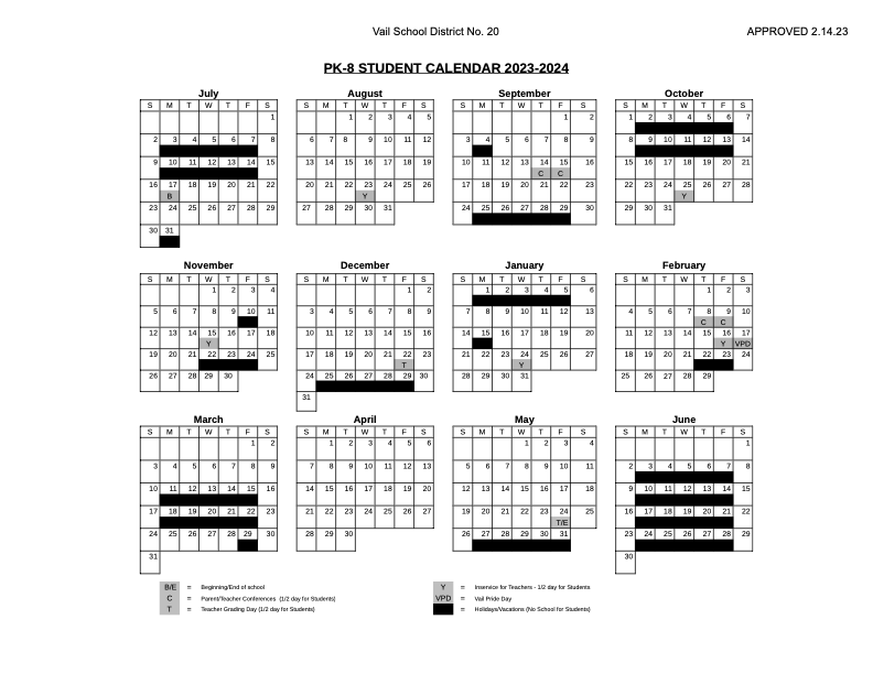 20232024 Student Calendar Vail Inclusive Preschool