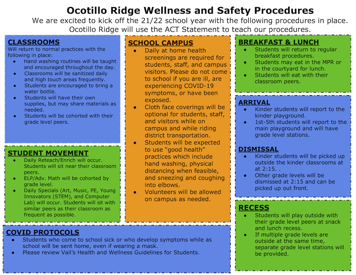 Safety & Wellness Procedures | Ocotillo Ridge Elementary School