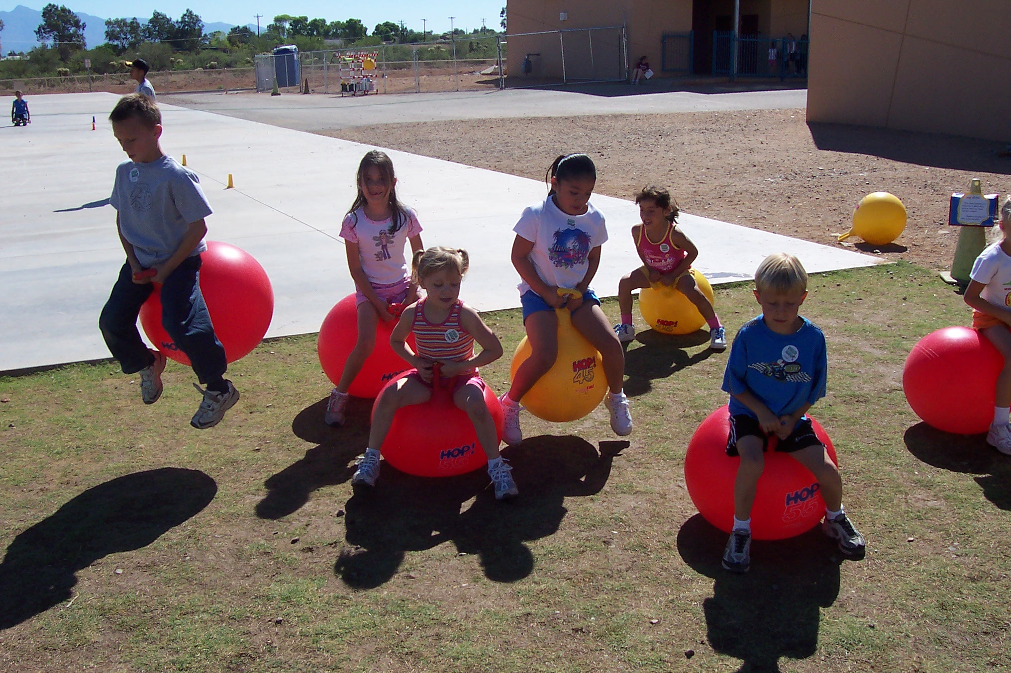kids on bouncy balls