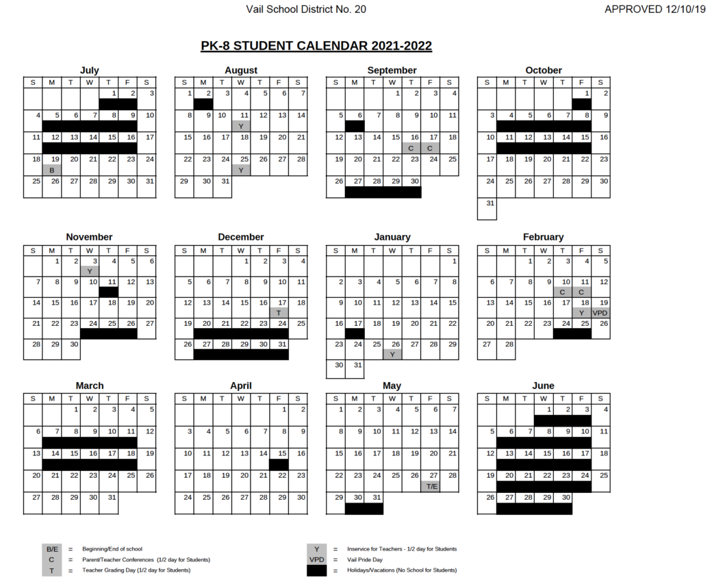 Vail School District Calendar 202525 Joice Madelle