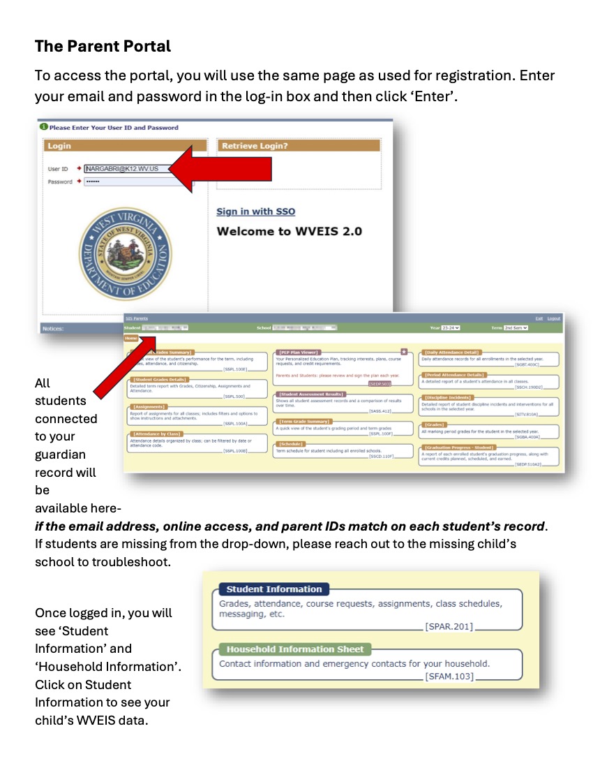 WVEIS Parent Portal Page 2