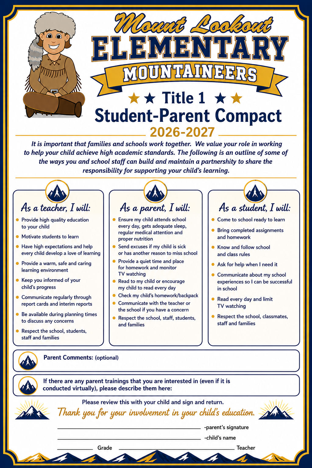 MLE Title 1 Student Parent Compact