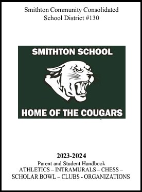 front page of smithon school 2023-2024 parent and student handbook. athletics, intramurals, chess, scholar bowl, clubs and organizations. 