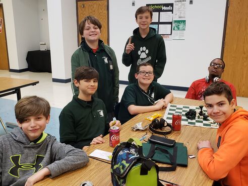 Group of students playing chess