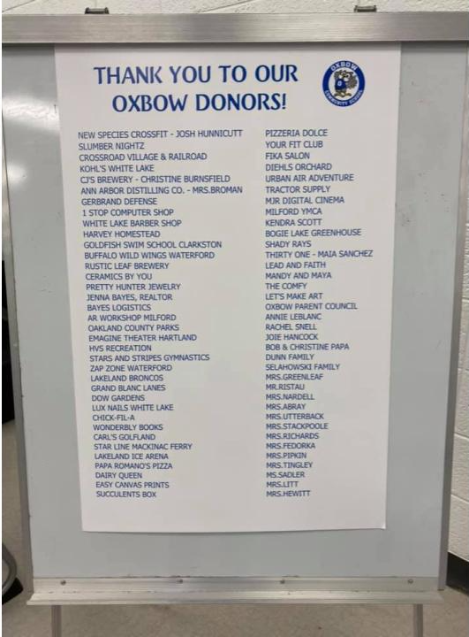 Thank Oxbow Donors