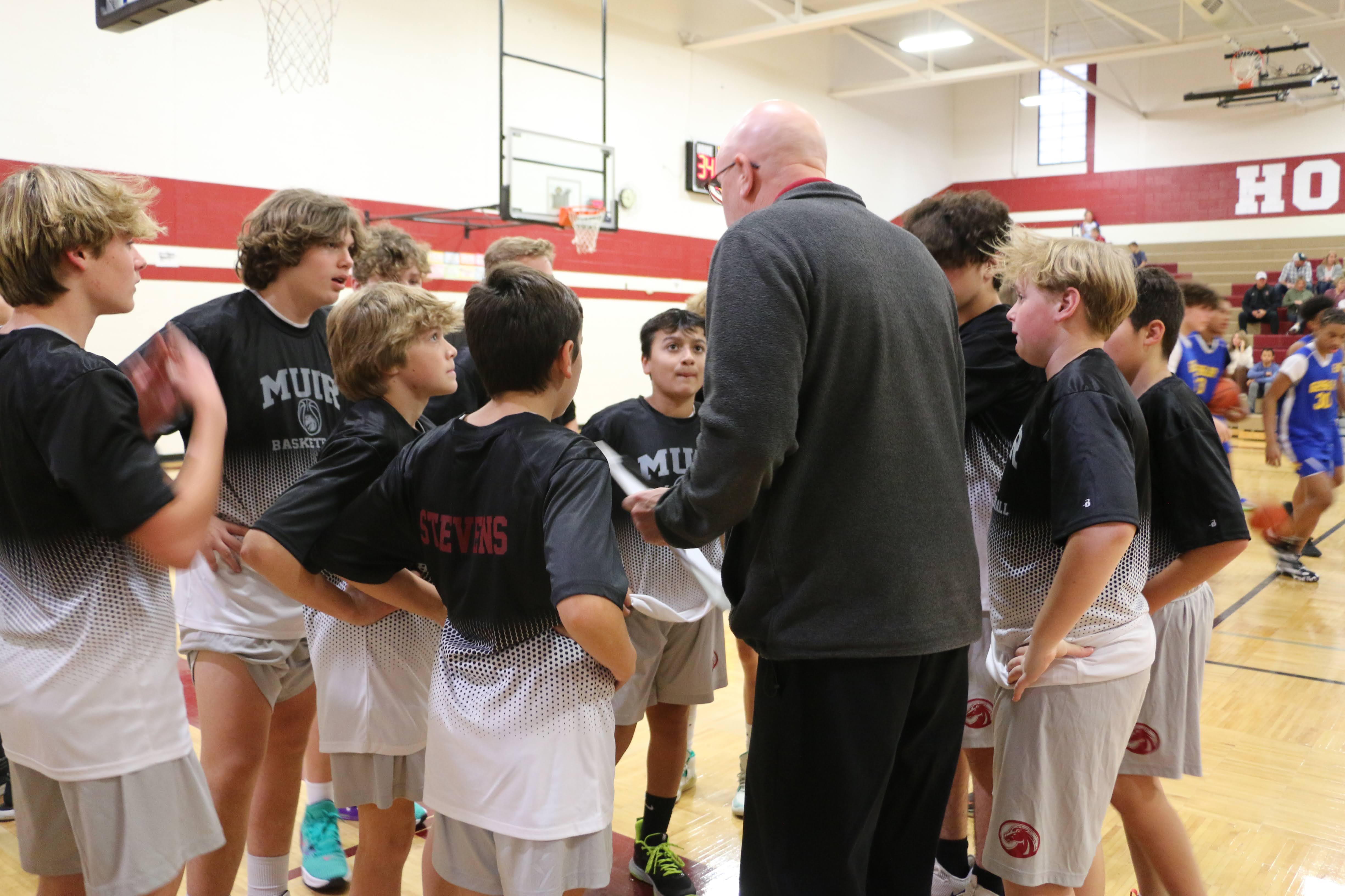 8th grade boys basketball with coach