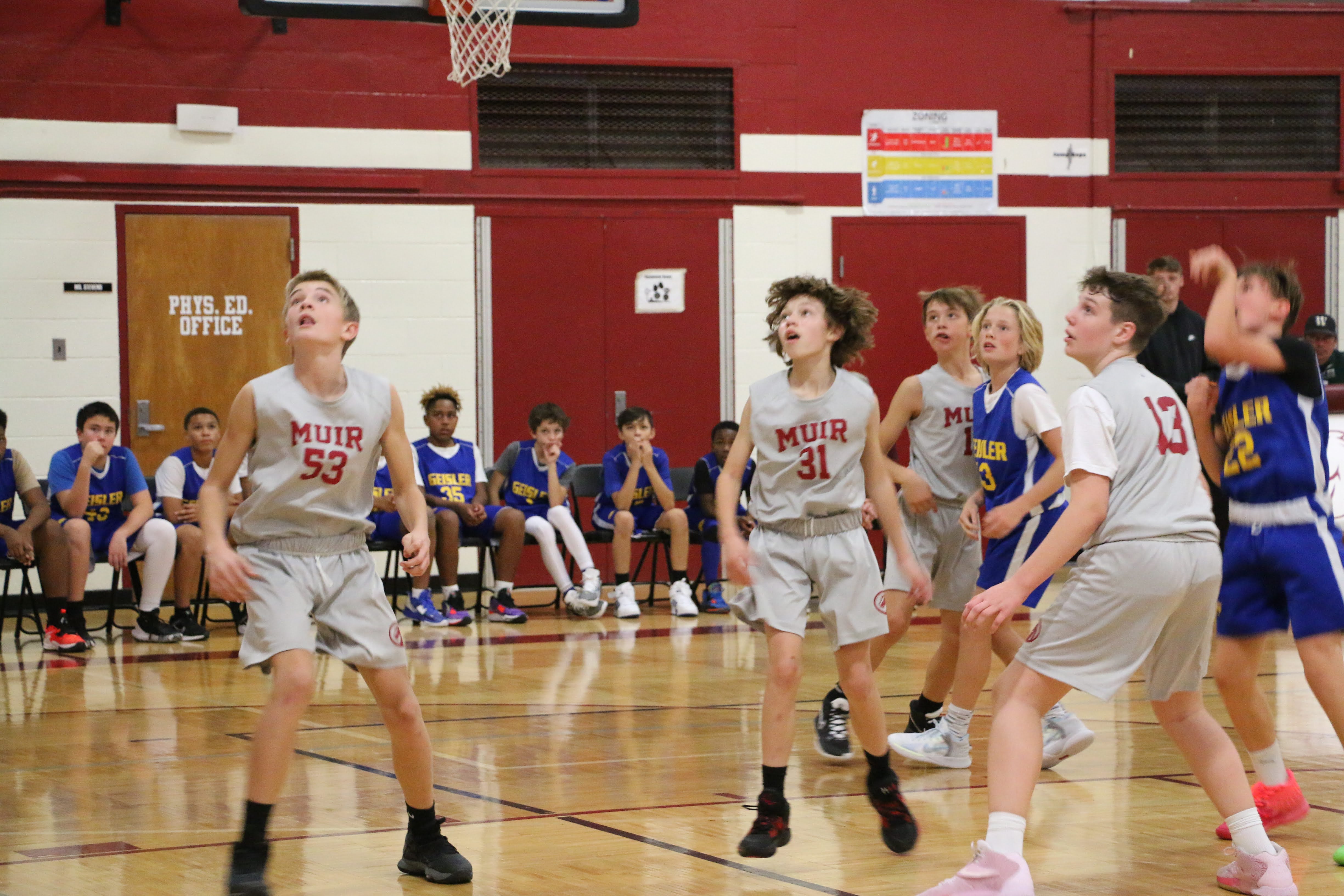 7th grade boys basketball on the court