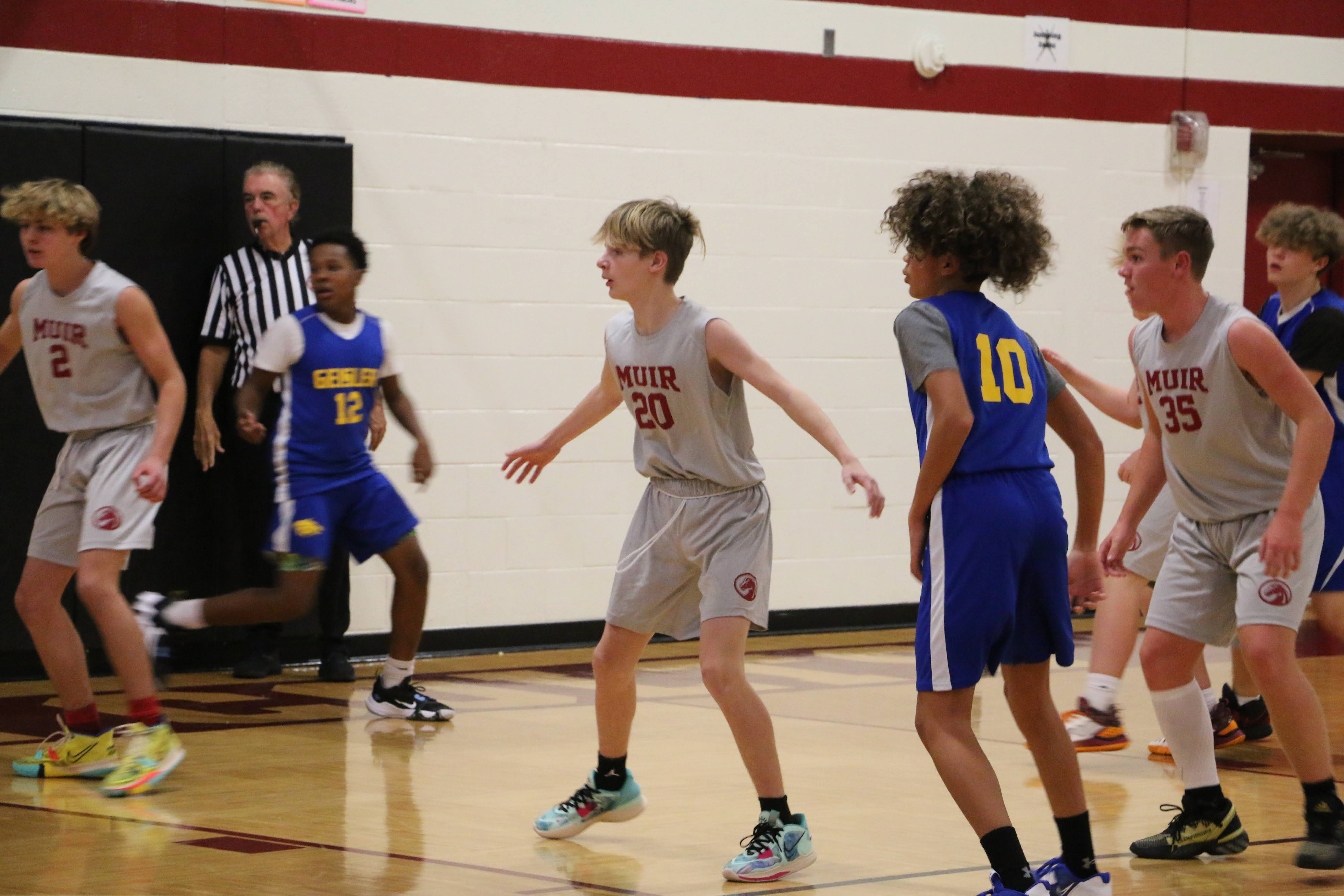 8th grade boys basketball on the court