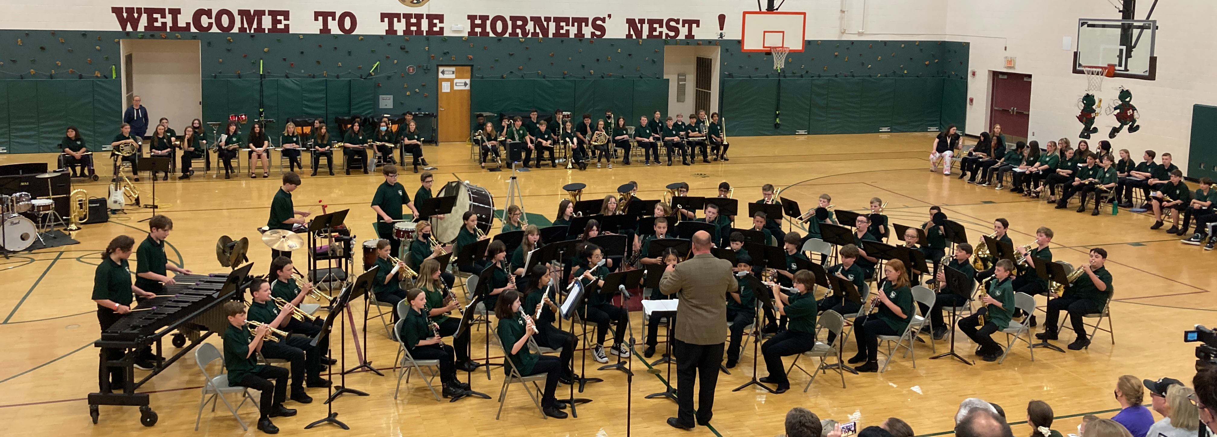 sixth grade band concert in gym
