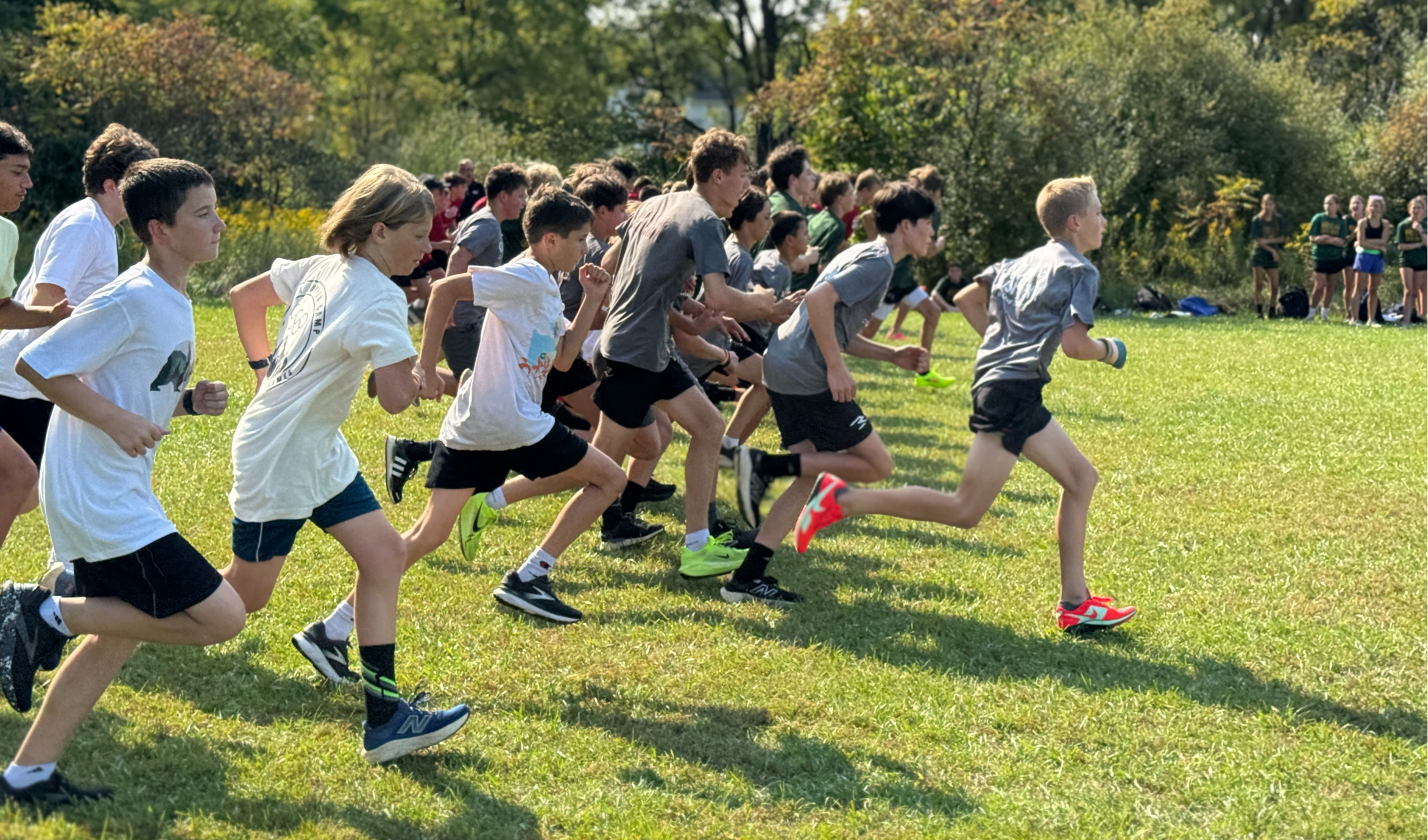 boys running in cross country race